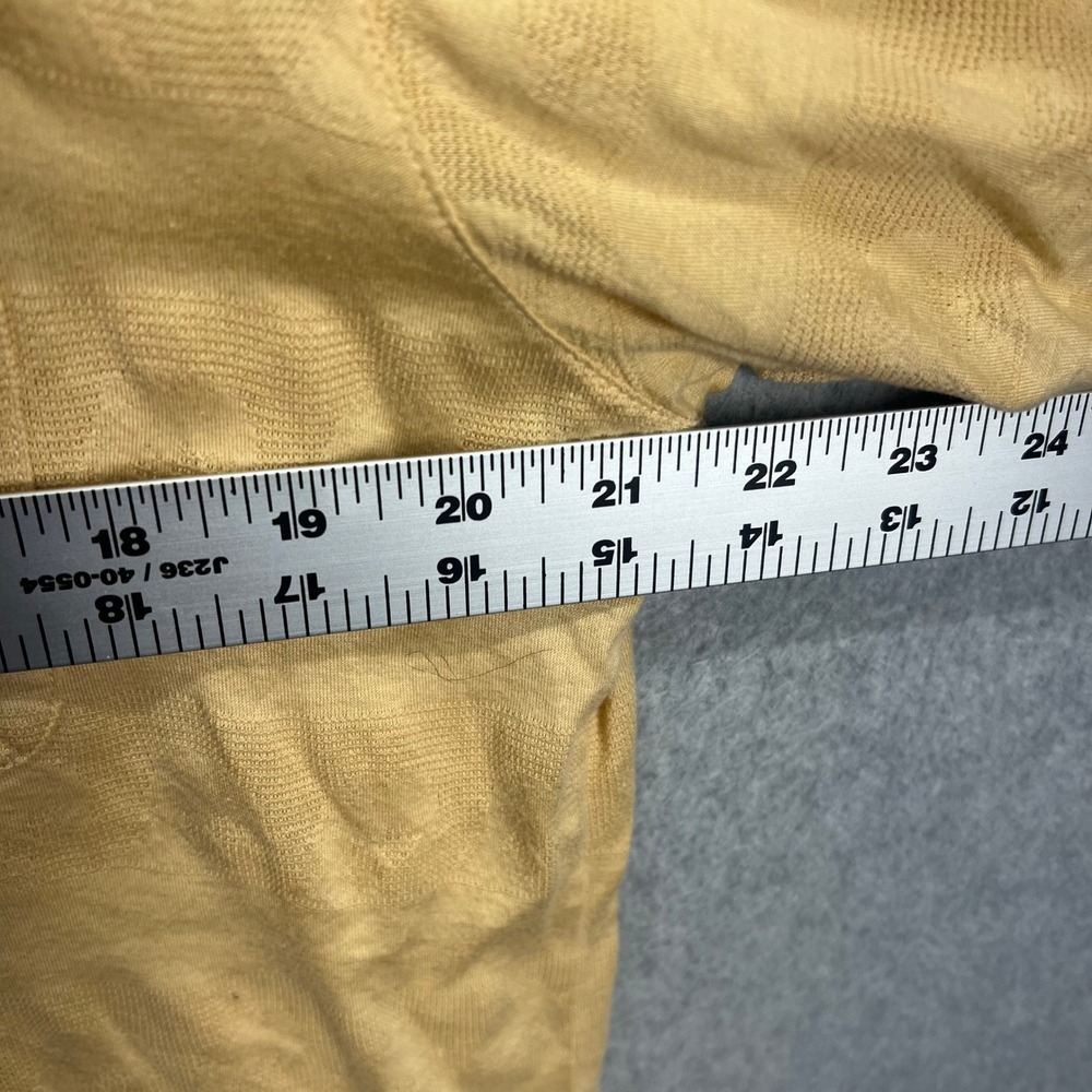 YSL Yves Saint Laurent Polo Shirt Mens L Yellow Vintage 90s Knit Logo Pocket EUC - Picture 7 of 9